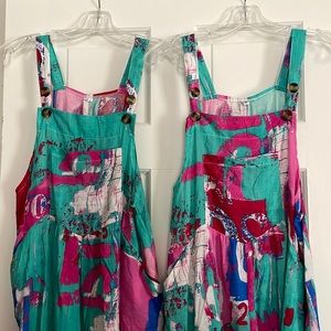 AH-DORABLE Wide leg jumpsuit lightweight abstract BoHo pattern pockets! S & L 🍒